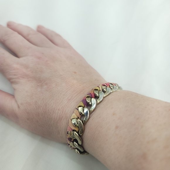 Vera Bradley Gold Fabric Toggle Bracelet - Picture 1 of 6